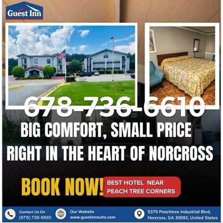 Peachtree Corners 320 Weekly Plus Tax - Room for Rent